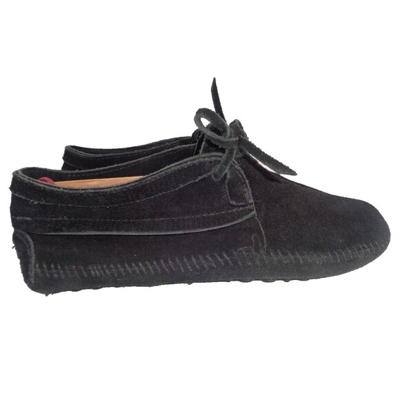 Minnetonka Womens Ankle Boots Moccasins Sz 7 Fringe Lace Up Black - Picture 3 of 9